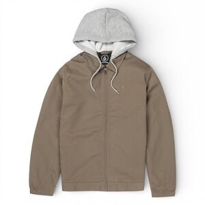 Volcom Rexton Jacket Mens XL Mushroom Brown Hooded Full Zip Skater‎ Grunge NEW